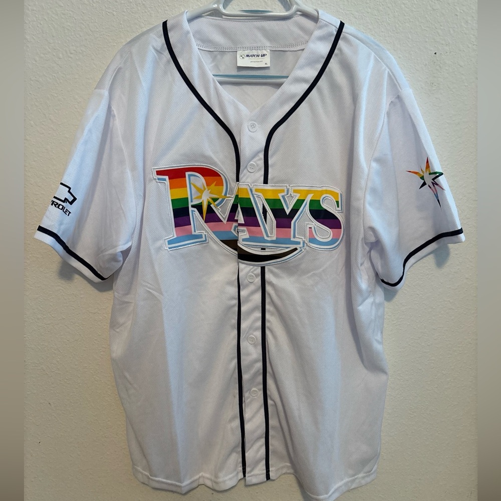 NEW W/O Tag Tampa Bay Rays Pride Jersey LGBTQ Size XL 2024 SGA Giveaway BASEBALL